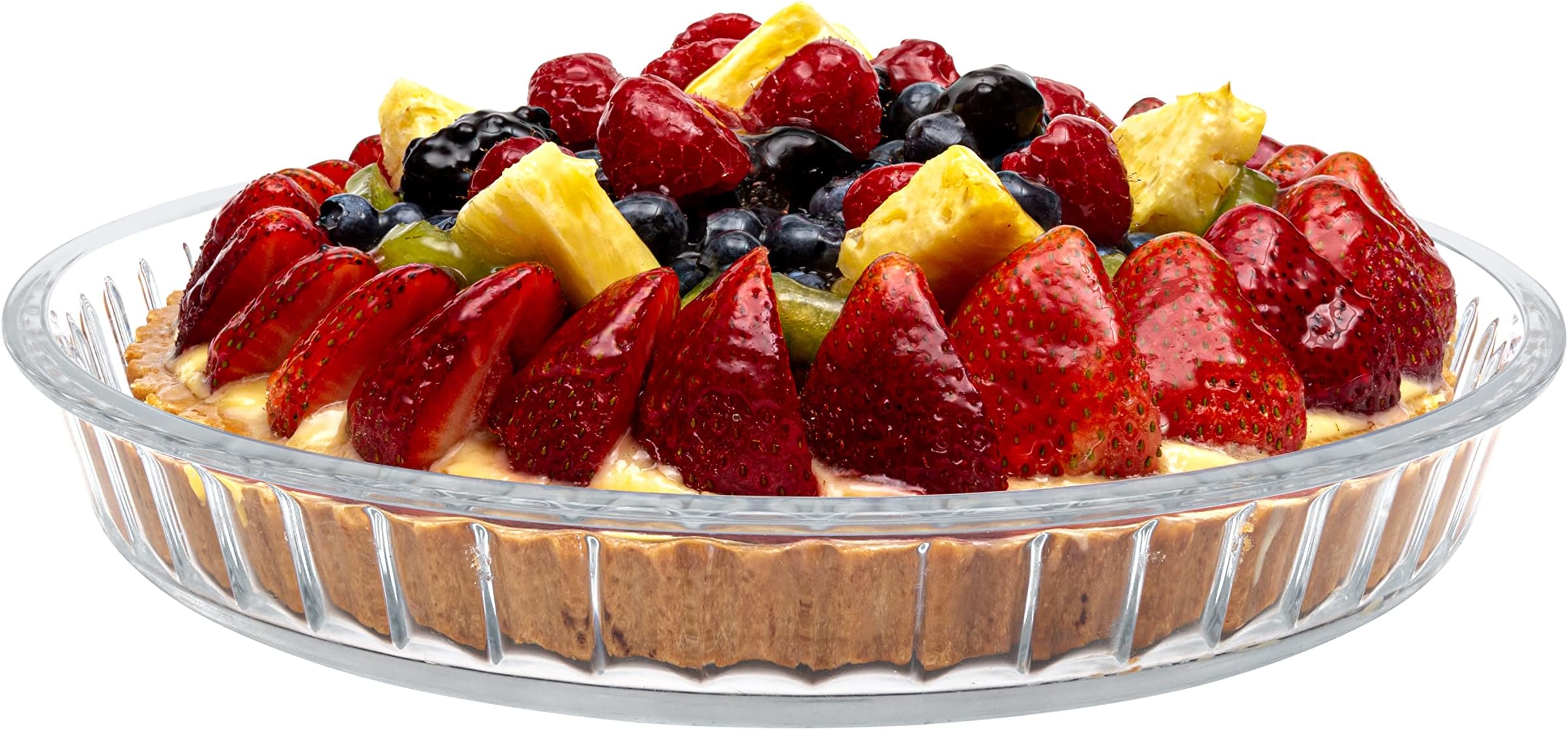 ropto Glass Deep Pie Dish for Baking 10 Inch Glass Baking Dish Clear and Durable