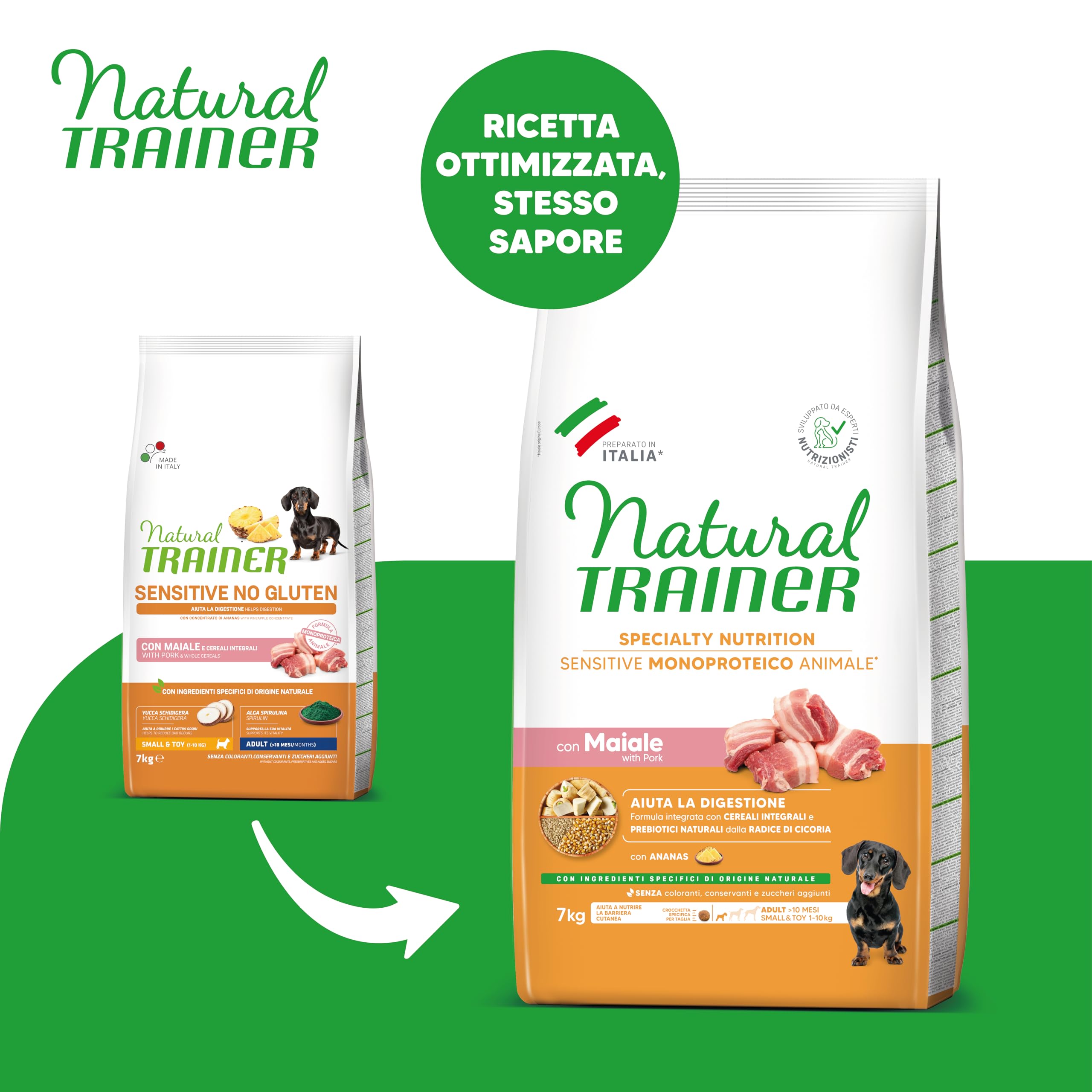 Trainer Sensitive No Gluten - Comida para Perros Adultos Small & Toy con Cerdo, 7 kg