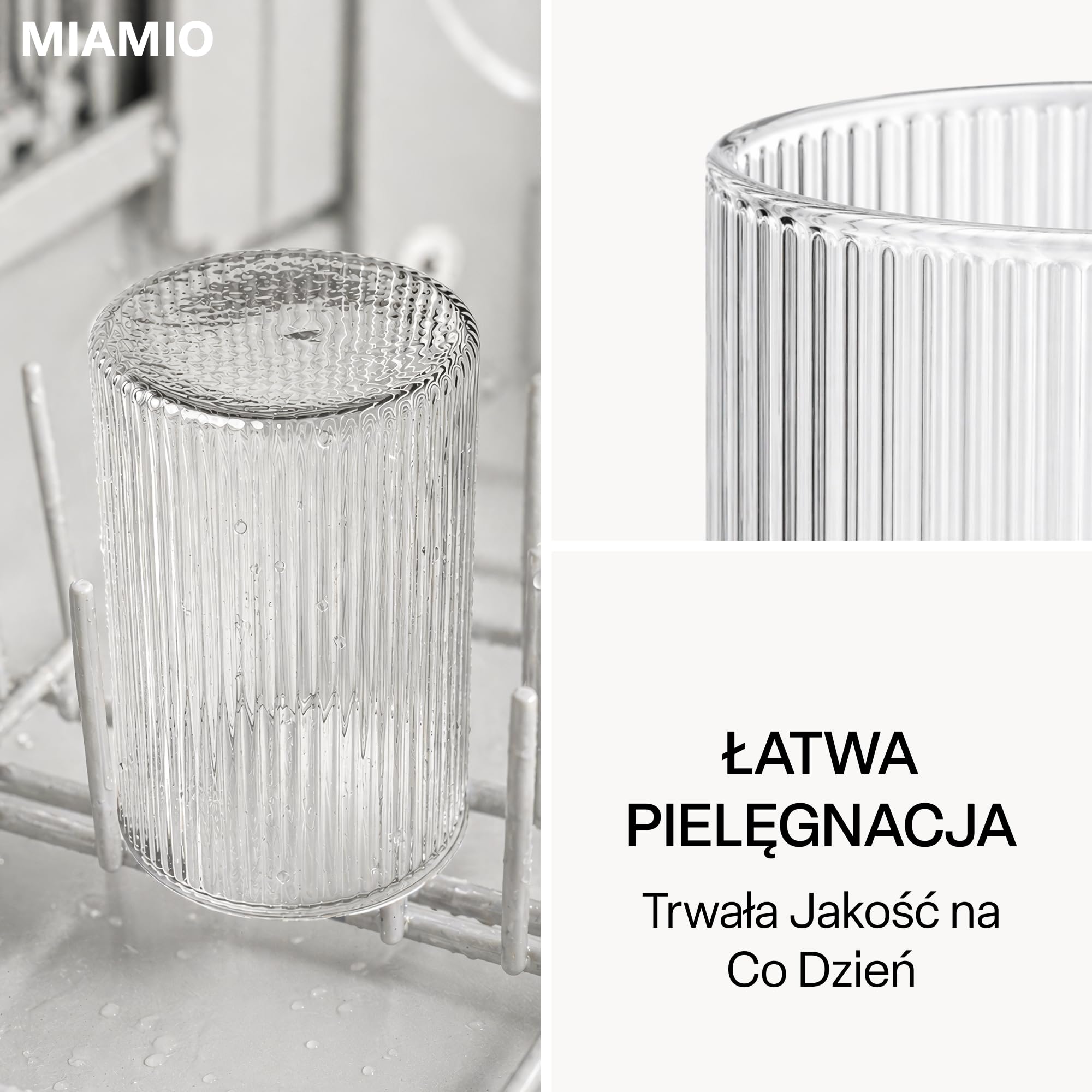 MIAMIO - Zestaw 12 szklanek do wody - Senita (280 ml) na co dzień | Szklanki ze szkła do wody, soku, matchy i koktajli, zestaw 12 sztuk do codziennego użytku w domu - można myć w zmywarce