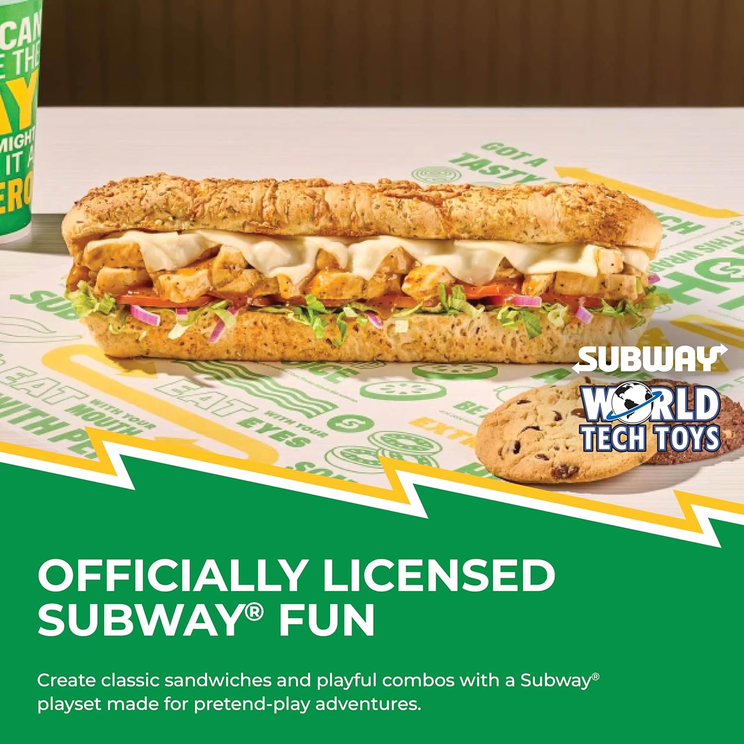 Subway Sandwich Playset - 24-Piece Pretend Play Food Set with Ingredients, Money, and Condiments - Play Food Toys for Kids 3+ | Officially Licensed Set Includes Bread, Meats, Cheese, Veggies and Branded Drink Cup for Sandwich Shop Role-Play, Ages 3+