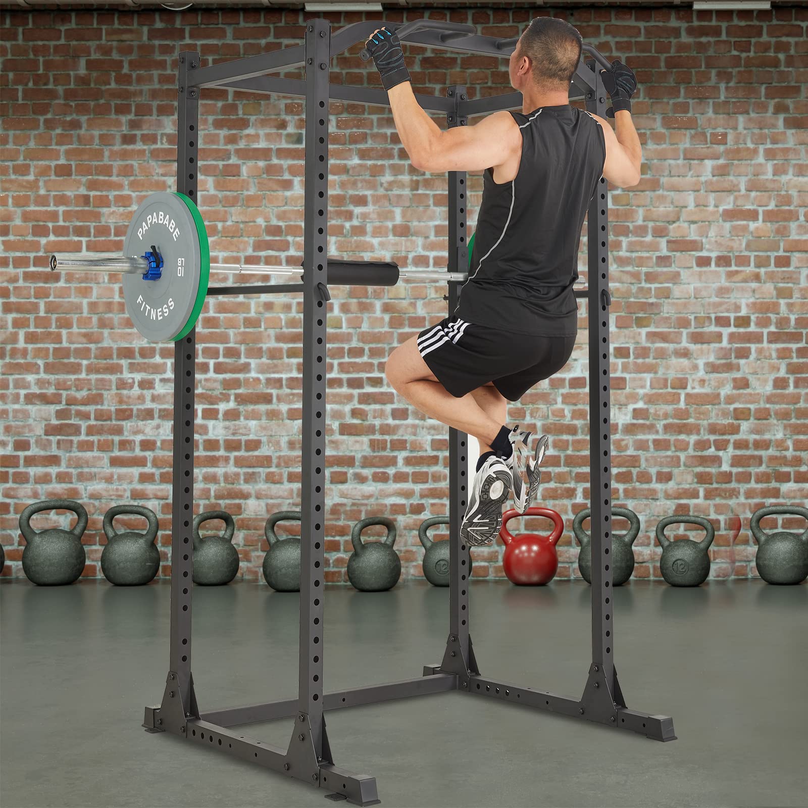 Buy papababe Power Cage, Squat Rack with Cable Crossover Machine Power Rack with LAT Pull Down