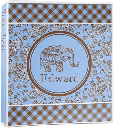 Carpeta personalizada de 3 anillos Gingham & Elephants - 1 pulgada