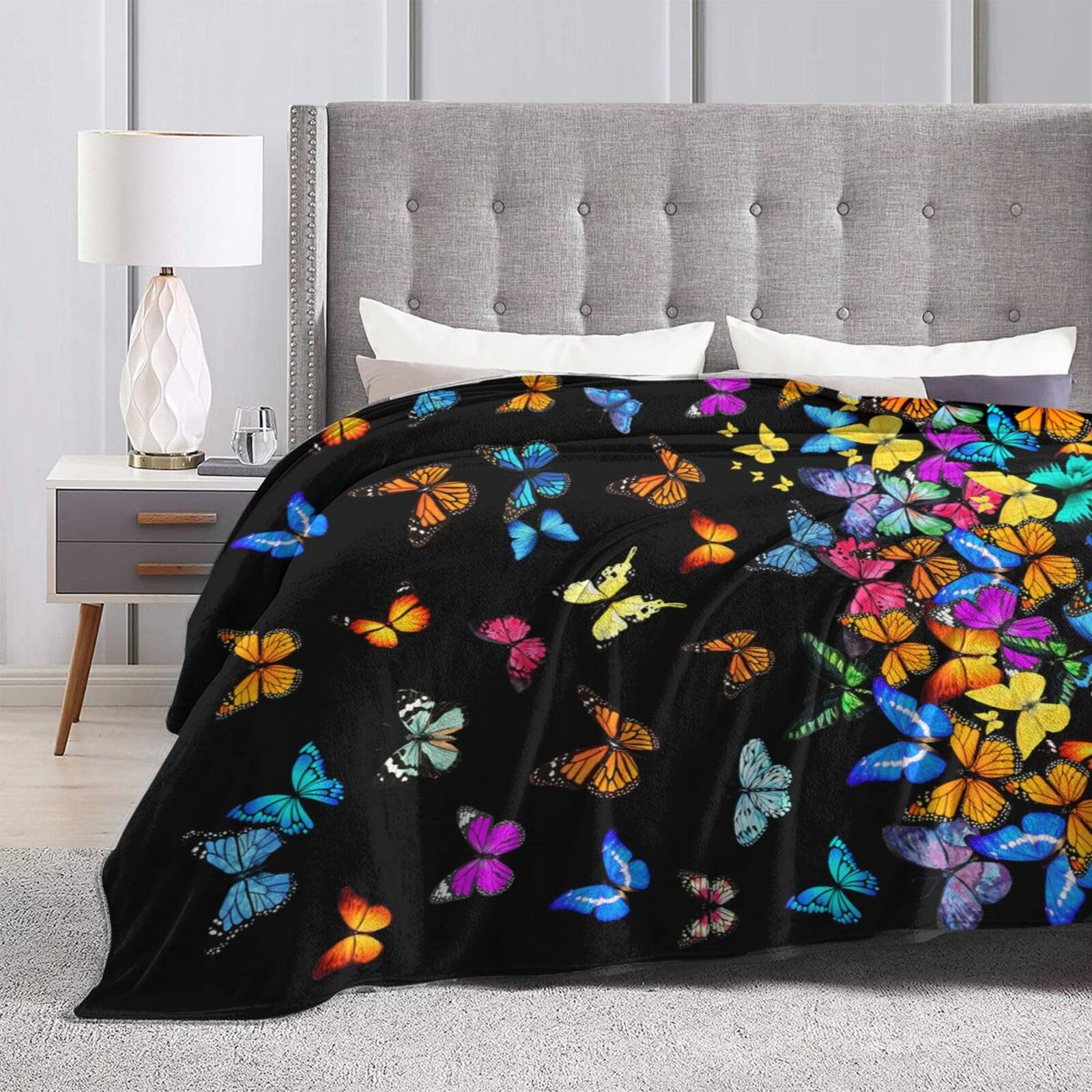 Schmetterling Decke Schöne Schmetterlinge Decke Werfen Ultra Weicher Kuscheliger Flanell Schmetterling Decken Geschenke für Frauen Mädchen 100x130cm