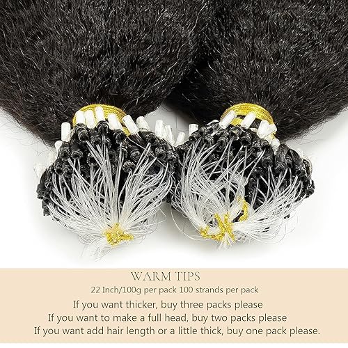 Miniatura 4 de Extensiones de cabello humano con micro anillo, lacio, rizado, color negro natural, largo microenlaces, extensiones de cabello humano para personas