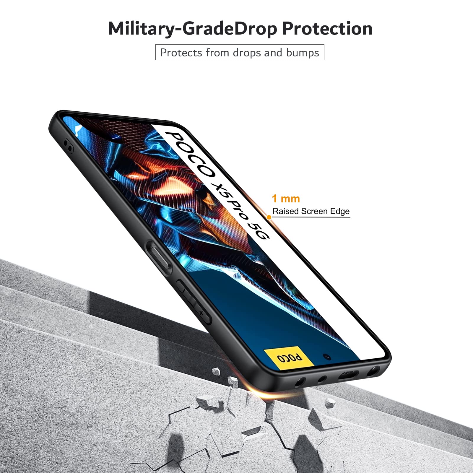 Custodia TPU Morbida TesRank Per Xiaomi Redmi Note 12 Pro 5G / Poco X5 Pro 5G - Anti-Scivolo, Ultra Sottile (Nero)