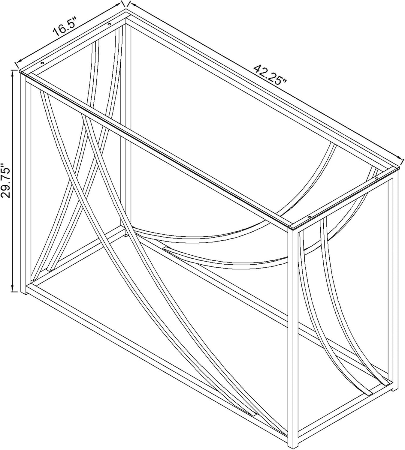 Coaster Home Furnishings - Lille - Glass and Chrome - 42-Inch Rectangular Modern Entryway Table with Clear Tempered Glass Top - Living Room and Hallway - Chrome - 720499