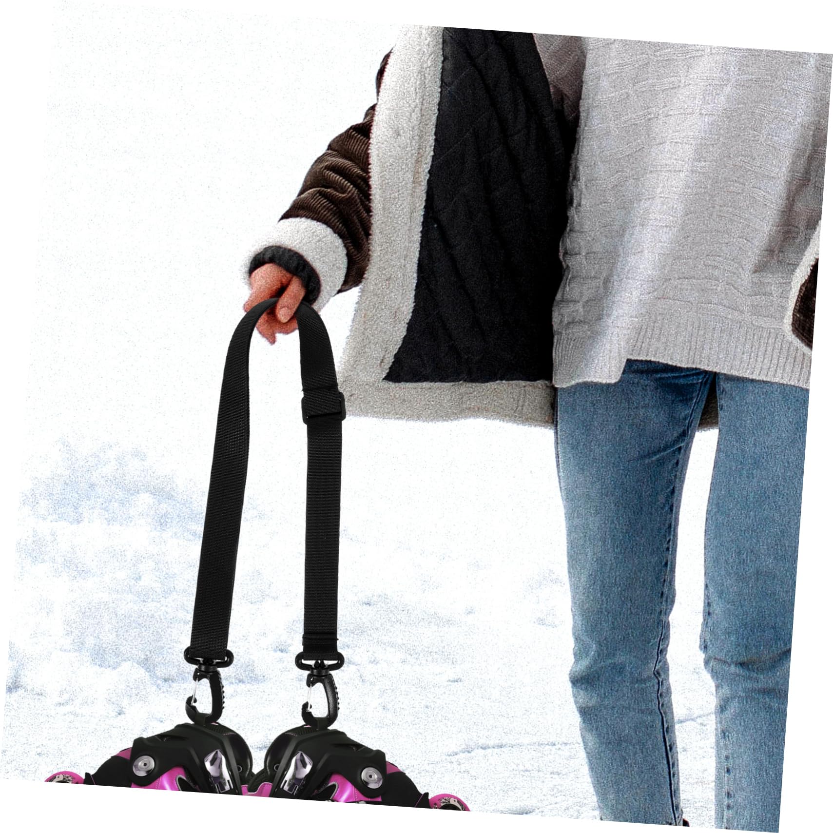 Parliky Adjustable Ski Boots Carrier Straps Pair Roller Skates Leash for Outdoor Use