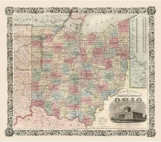 ArtDirect Ohio - Colton 1851 Unframed Art Print Giclee Poster by Colton - Ready for Framing with Customization Sizes 9x8, 13x11, 18x16, 27x24, 41x36, and 55x48 Inches