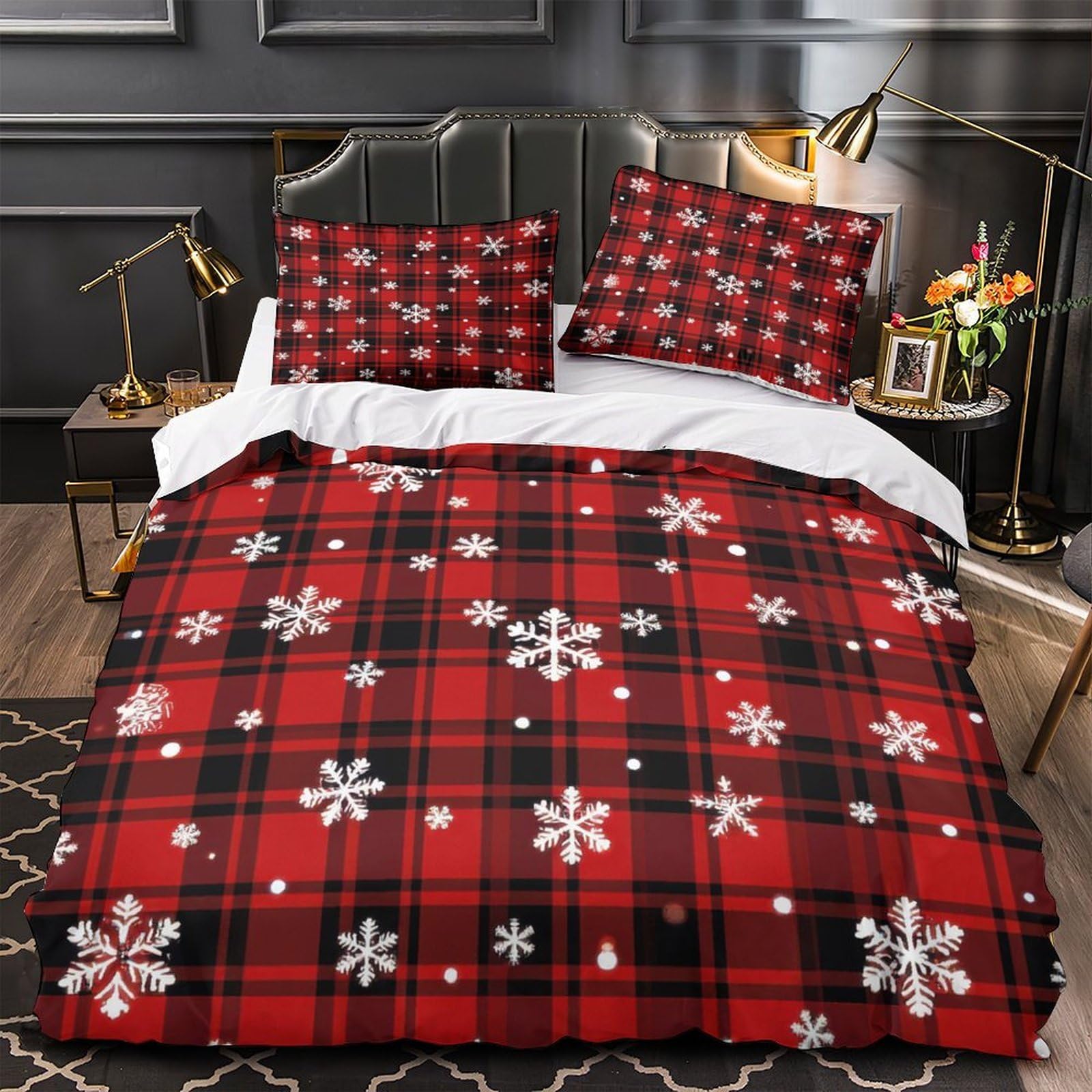 MMDASBVPE Christmas Pattern Duvet Cover 3D Design Printed Anti-allergic 3 Pieces Bedding Set Zipper Comforter Cover Hotel Quality Breathable for Adults Kids Women Teens Youth Single（140x200cm）