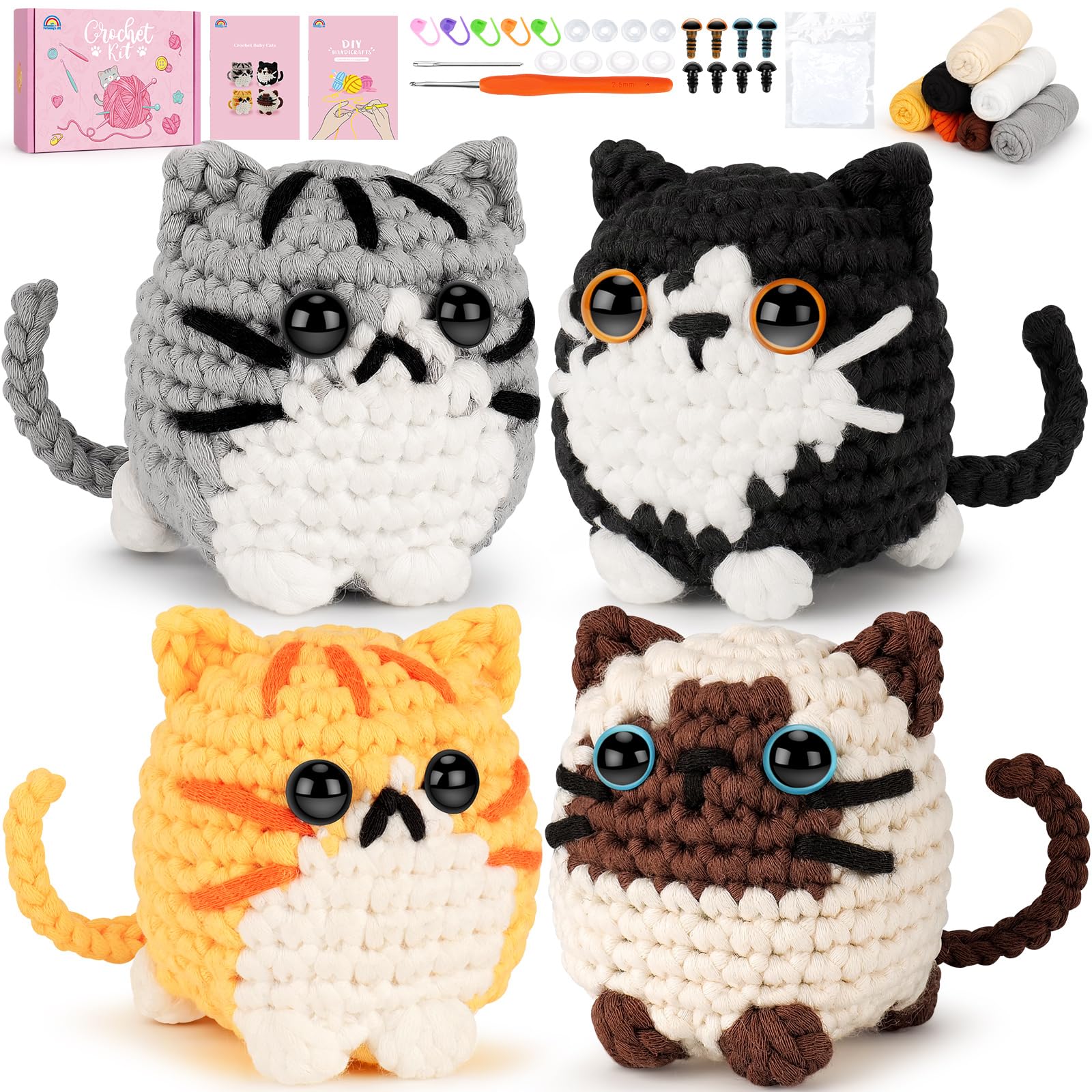 Beginner Crochet Cat Kits - 4 Pack! -1
