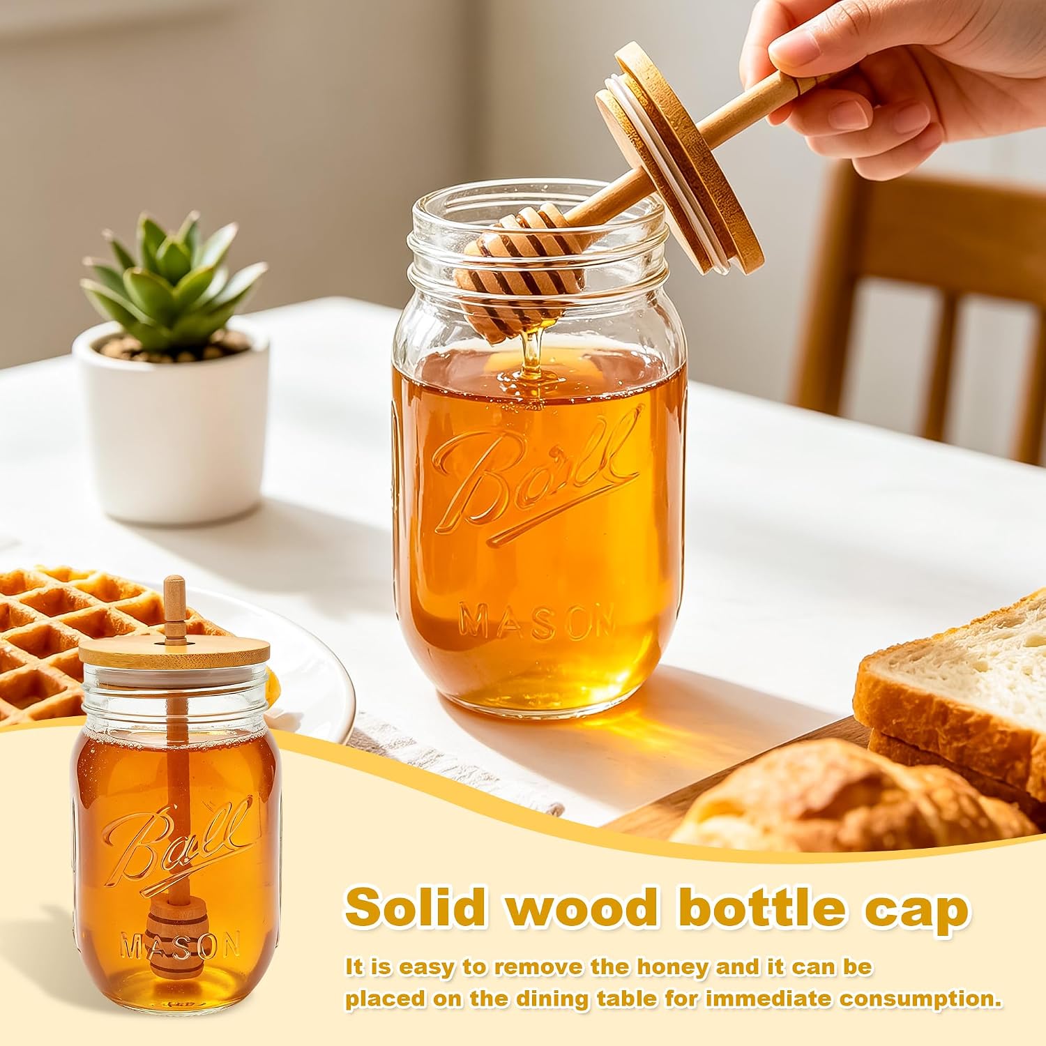 SIBAO 16oz Glass Honey Jar Set w/Dipper & Lid Airtight Kitchen Storage Pot