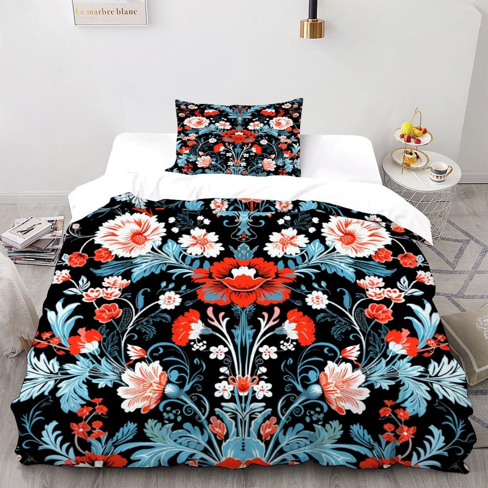 Housses de couettes ultra respirantes en microfibre super douce motif floral 3D