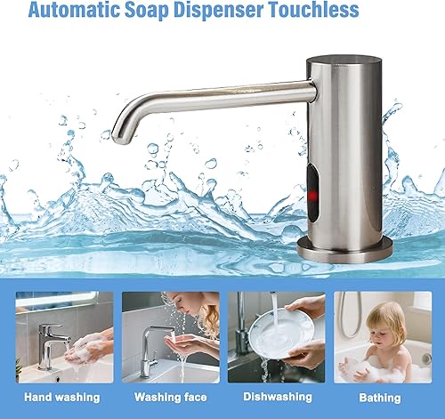 Miniatura 5 de Dispensador automático de jabón sin contacto para fregadero de cocina y baño, dispensador de jabón eléctrico integrado, sensores infrarrojos,