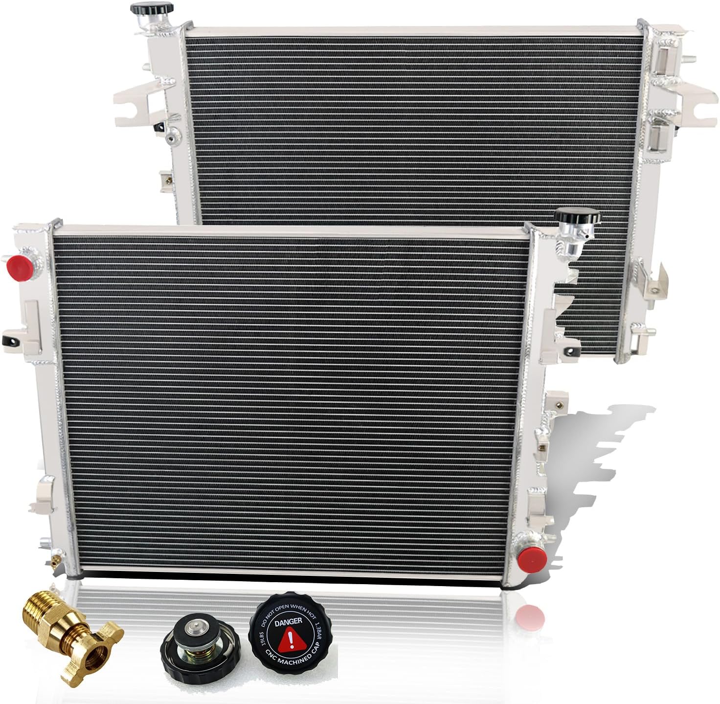 3 Row Core All Aluminum CU13129 Radiator Assembly Compatible with 2009-2018 10 11 12 13 14 15 16 17 Dodge Ram 1500 2500 3500 Pickup 3.0L 3.6L 3.7L 4.7L 5.7L V6 V8 Replacement Radiators