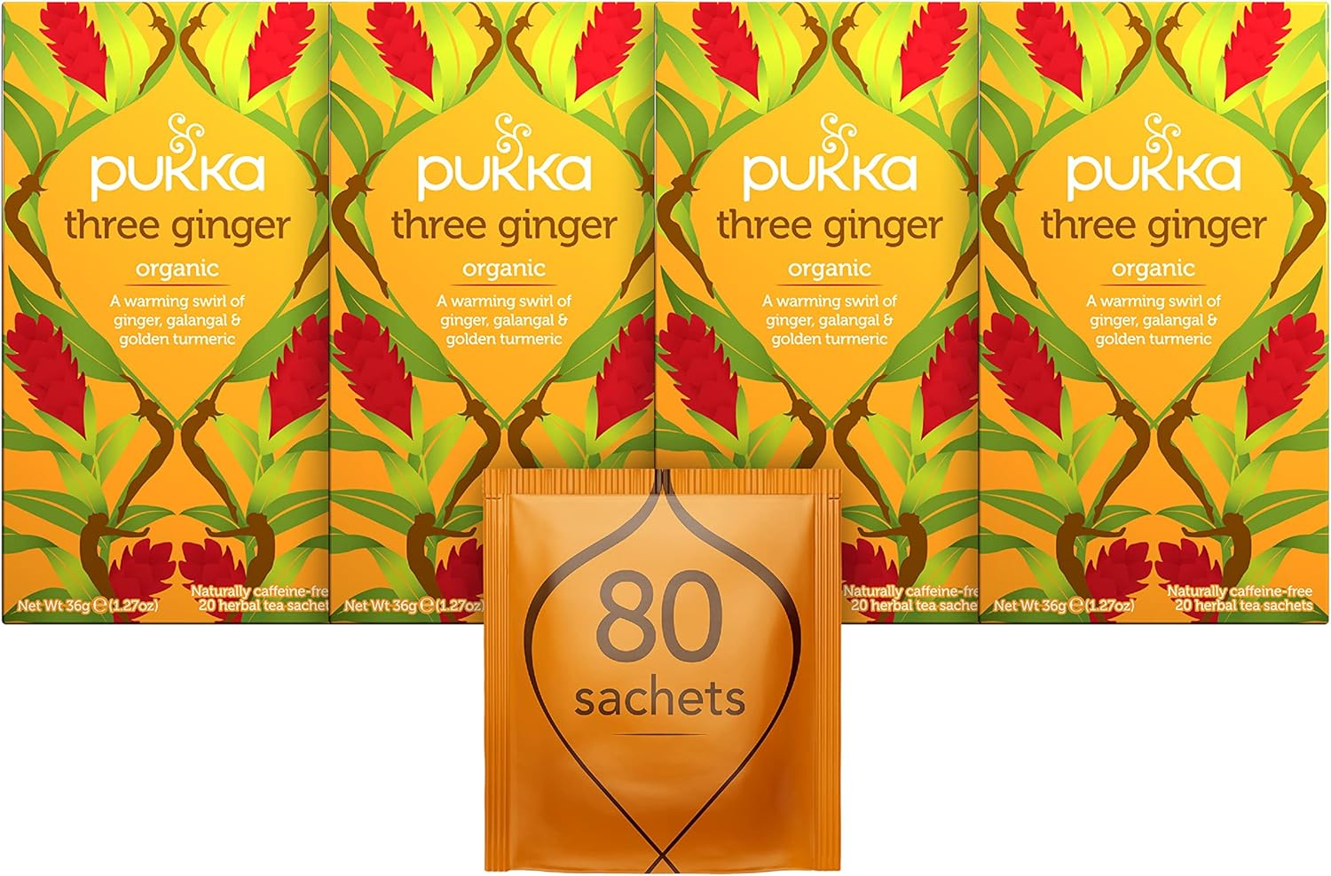Pukka Herbs Three Ginger Organic Herbal Tea Ginger, Turmeric and