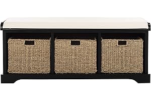 Safavieh Lonan Grey and White Wicker Storage Bench