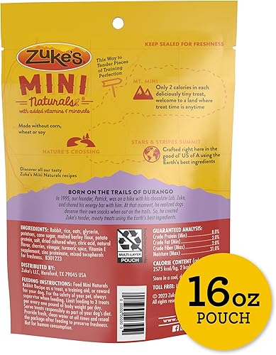 Miniatura 6 de Zuke's Mini Naturals Premios para entrenamiento de perros, receta de conejo, bolsa de 16 onzas
