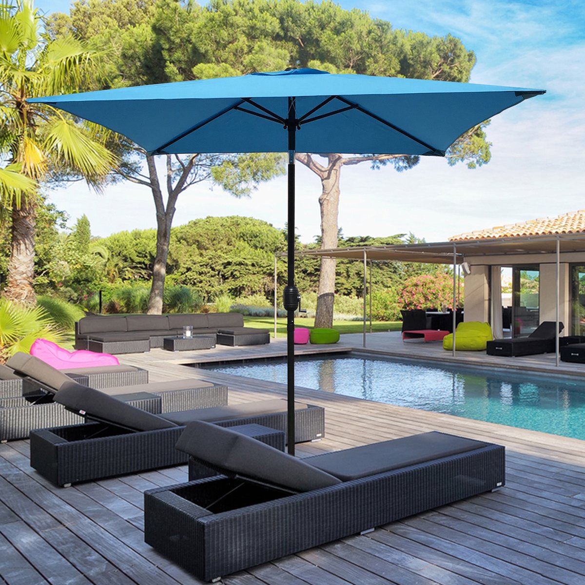 Amazon.com : MAYPEX 6.5 Ft Square Outdoor Umbrella Aqua with