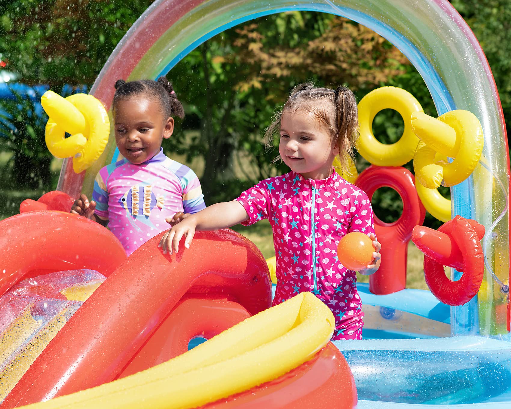 Aufblasbarer Pool für Kinder, Intex Spielplatz, Regenbogen, 297 x 135 x 193 cm, 381 l, Sortiert