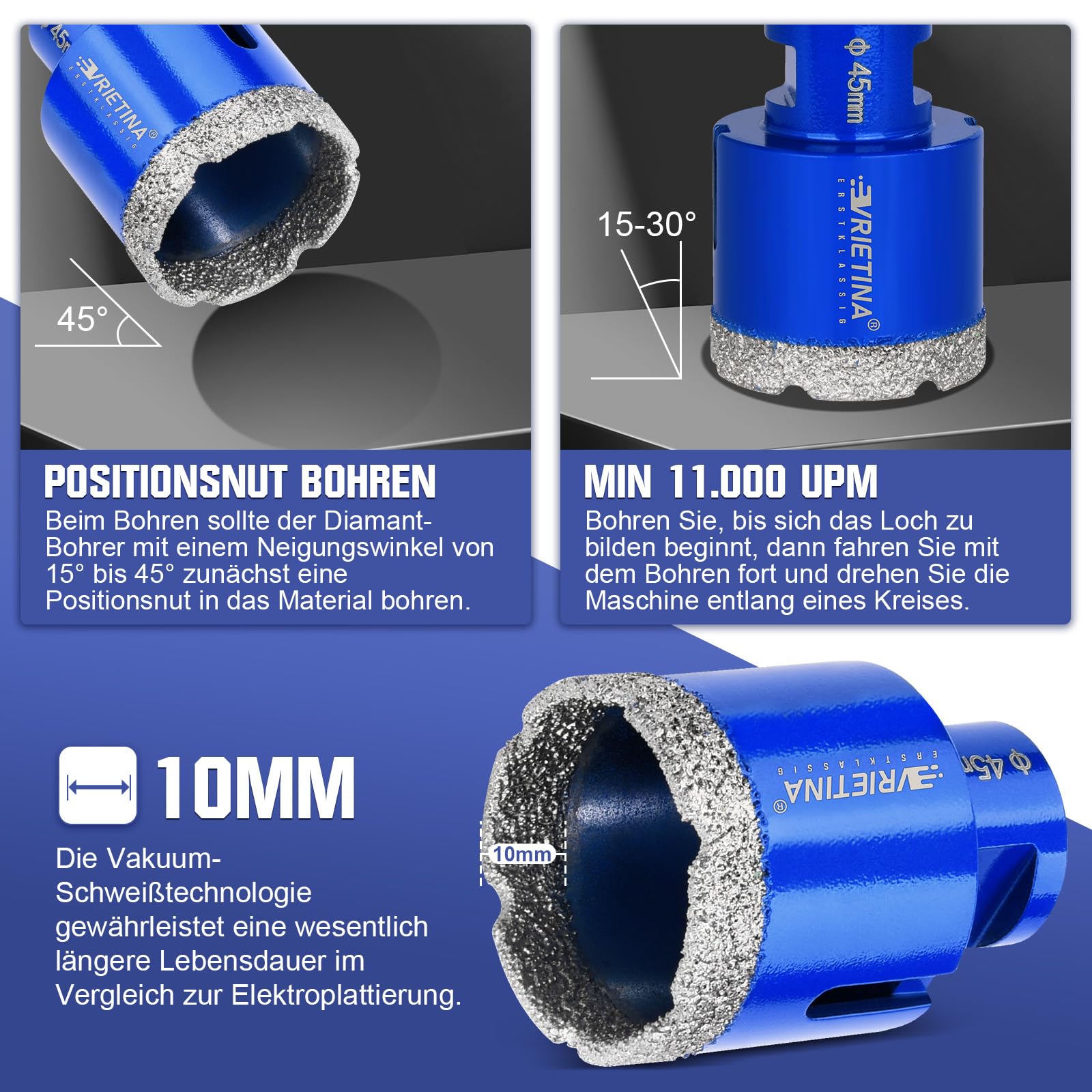 32 mm Diamond Tile Drill Bit M14 Diamond Drill Bit Glass Drill Wet / Dry Tile Drill Bit for Angle Grinder Diamond Drill Hole Saw Hole Drill Bit for Ceramic Tiles Marble Granite Porcelain - Image 4