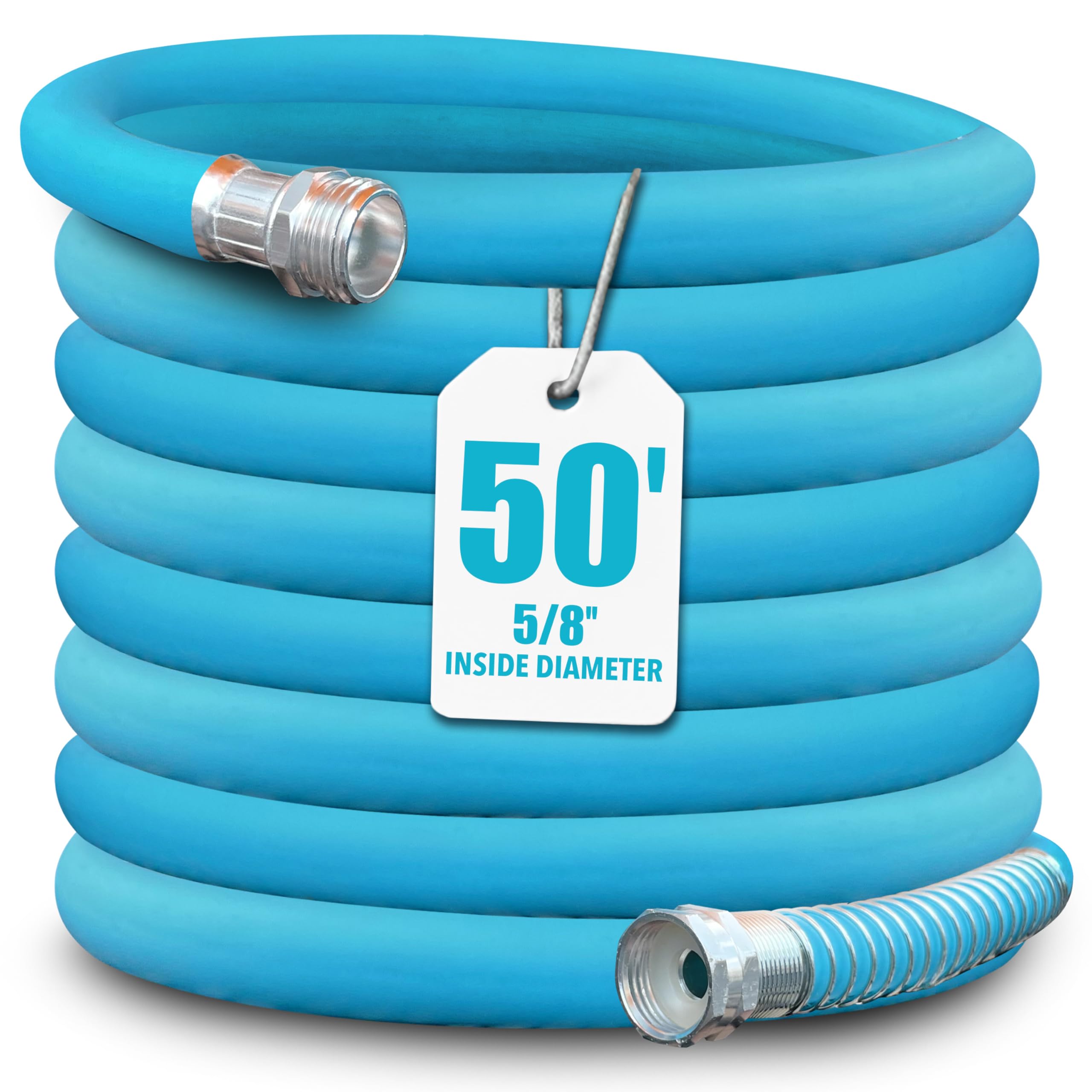 Aqua Joe AJPGH50-DWS Hybrid Polymer Flex Garden Hose, Kink-Free Hose, 450 PSI Max, 50 Feet Long, 5/8 Inches Wide