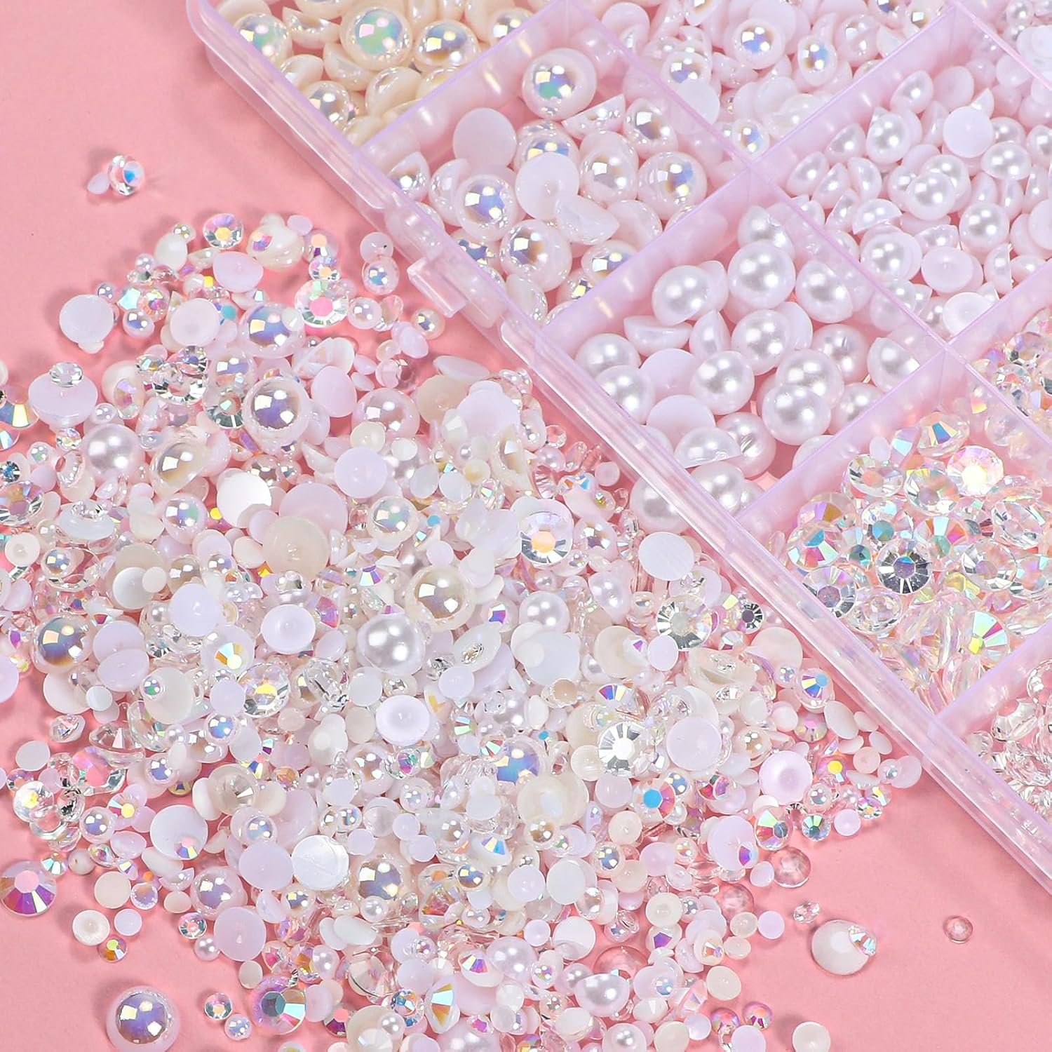 22000 Pcs White Flatback Pearls and Rhinestones Bedazzling Kit for Crafts image 3