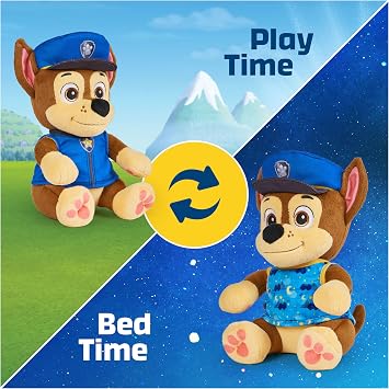 Paw Patrol, Bedtime Plush Chase, Animal de Peluche de 10.0 inches 25,4 cm con Atuendo Reversible, Juguetes para niños y niñas a Partir de 3 años Parallel import goods