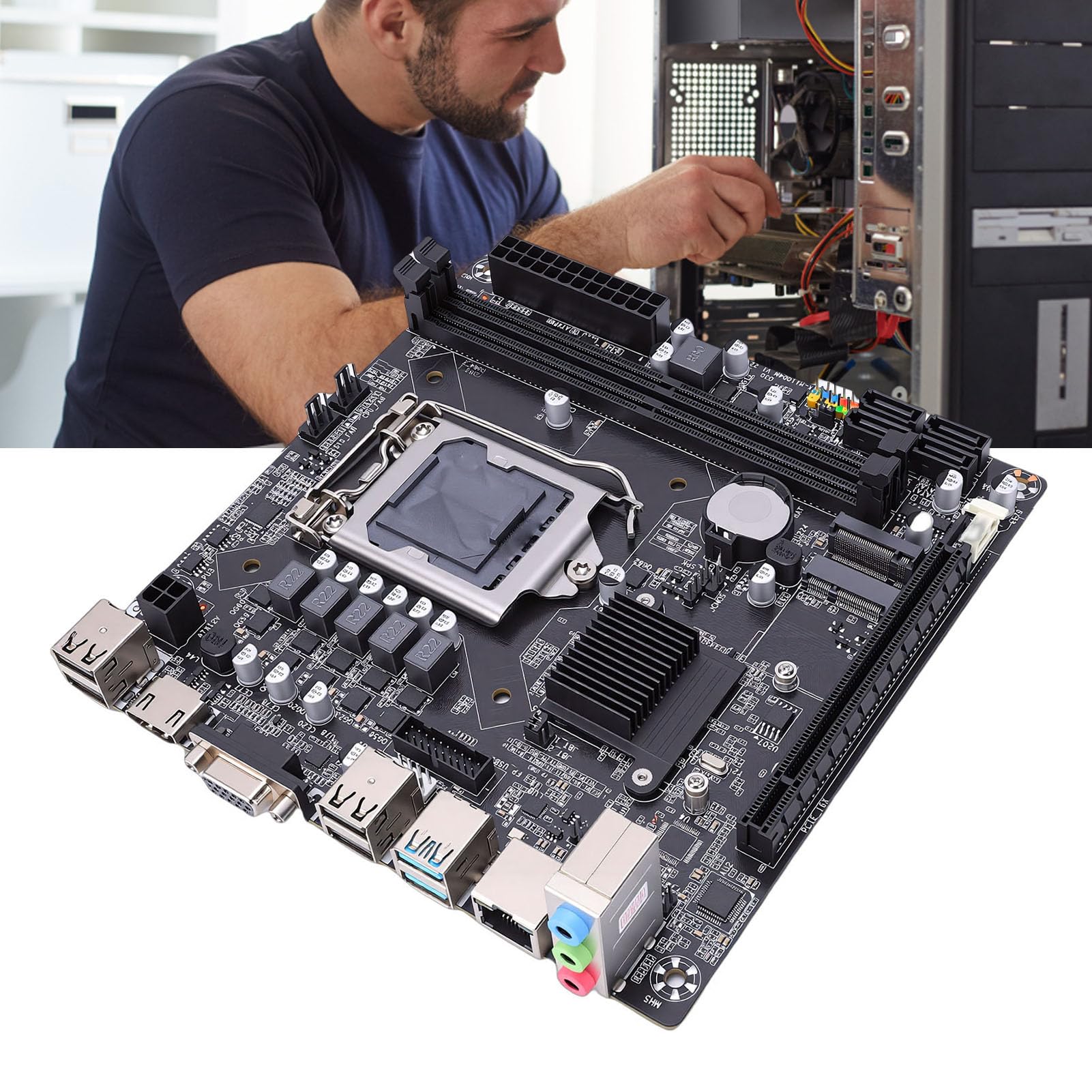 Placa Base H110 Mini ITX, Placa Base para Juegos LGA1151 DDR4, con Soporte M.2 NVMe con Doble Canal 64 GB DDR4, 3.0, PCIe X16, Ideal para de 6.ª/7.ª/8. Generación