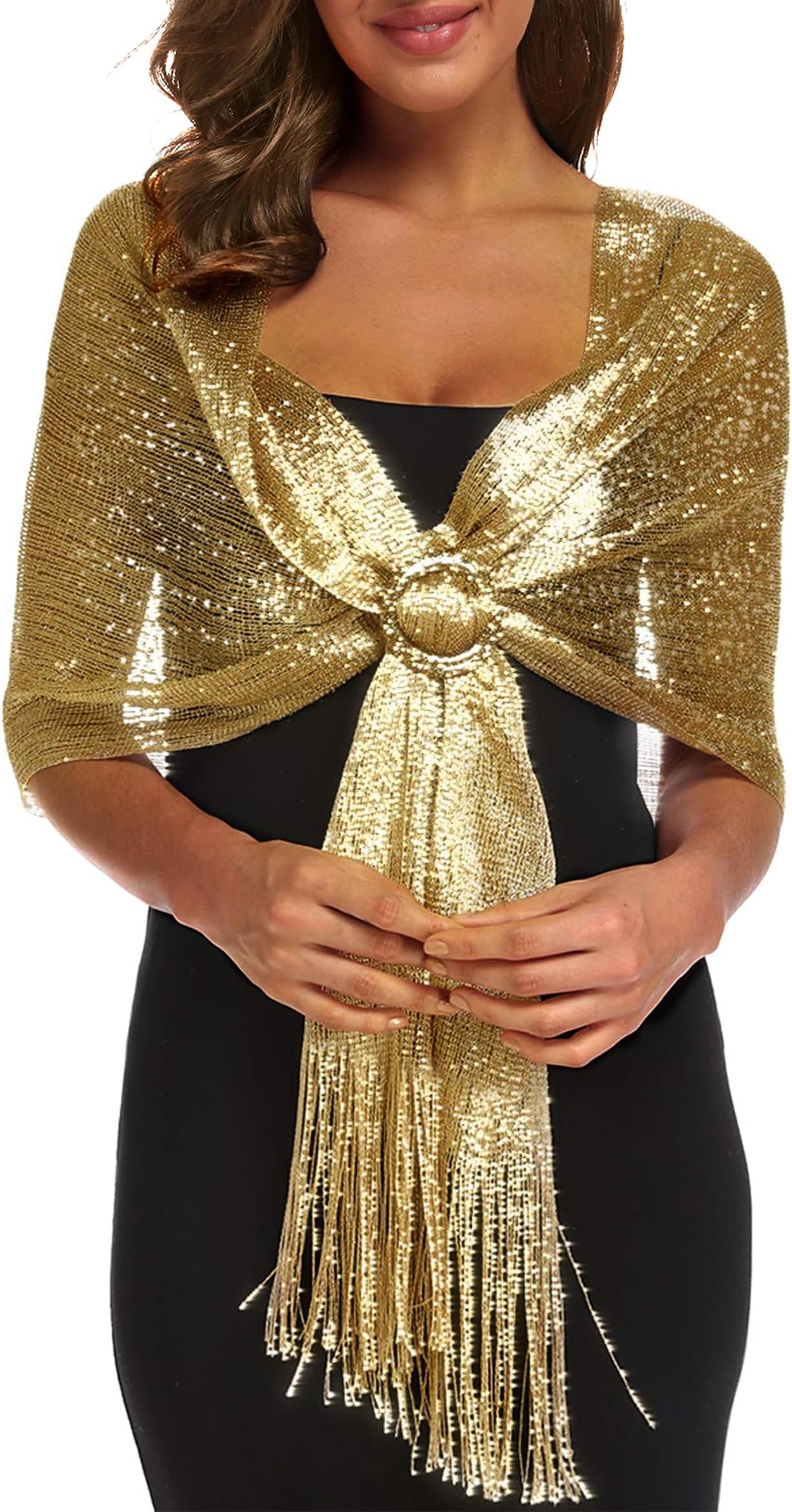 Shawls and Wraps for Evening Dress, Sparkle Shawls for Women with Buckle - Elegant Wedding Party Formal Shoulder Wrap