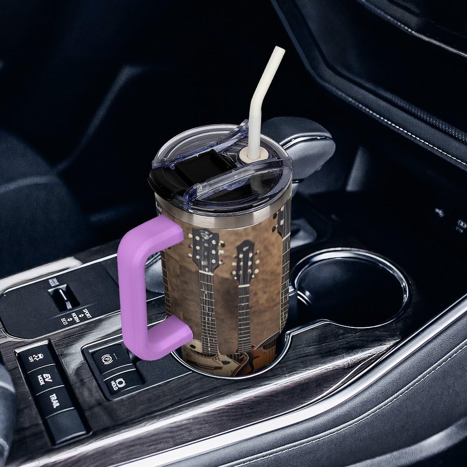 Autobecher aus 304er Edelstahl, mit Strohhalm und auslaufsicherem Deckel, großes Fassungsvermögen, vakuumisolierter Reisebecher für Auto-Becherhalter, 1,2 l