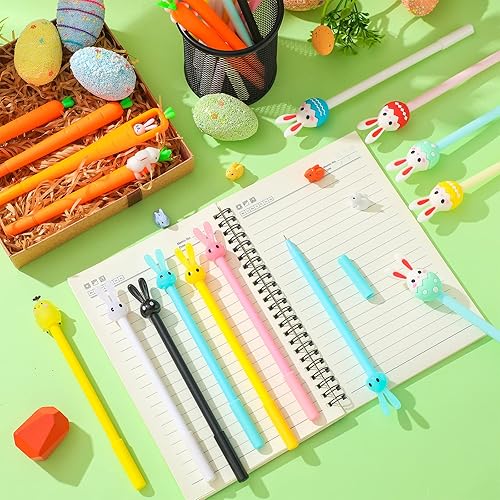 Miniatura 6 de Tinlade 200 bolígrafos de Pascua a granel con tinta de gel de conejo, conejo, regalos de Pascua, tinta de 0.020 in, lindo bolígrafo kawaii
