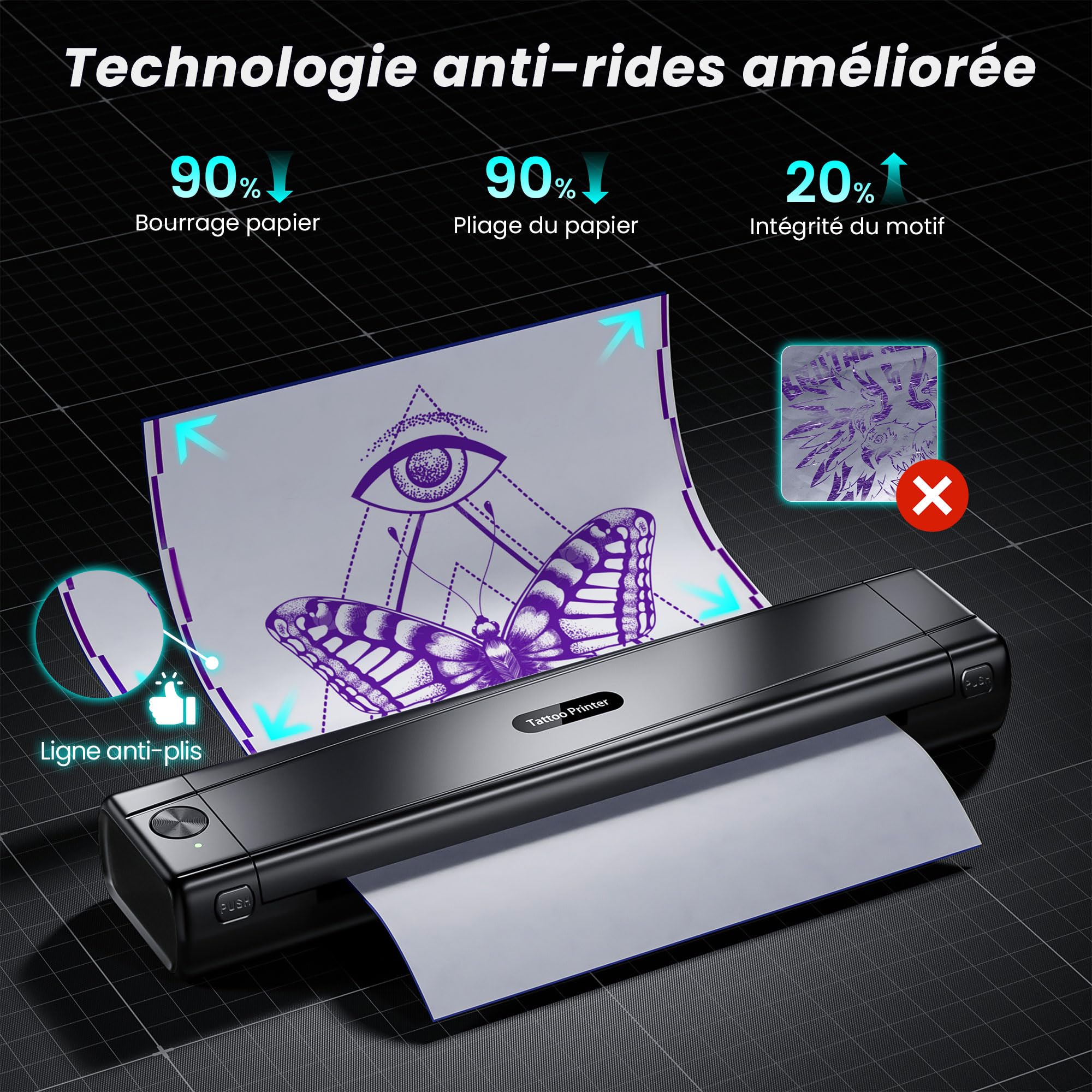 TATTMUSE Thermocopieur Tatouage Bluetooth, Imprimante Stencil Tatouage avec 10 Feuilles
