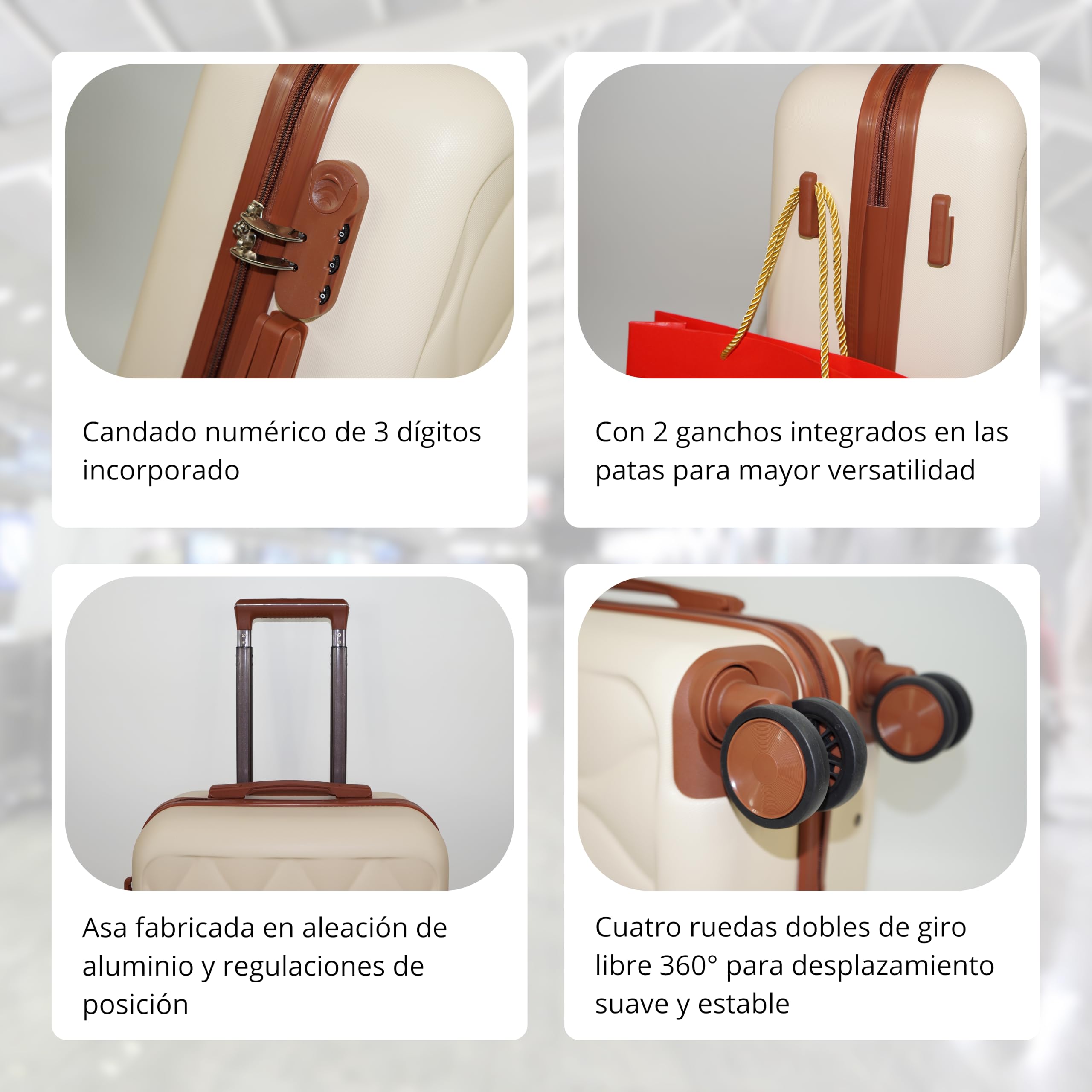 Genérico Maleta de Cabina 55x40x20 cm | Equipaje de Mano | Estructura Rígida ABS y Ruedas Dobles (Burgundy)