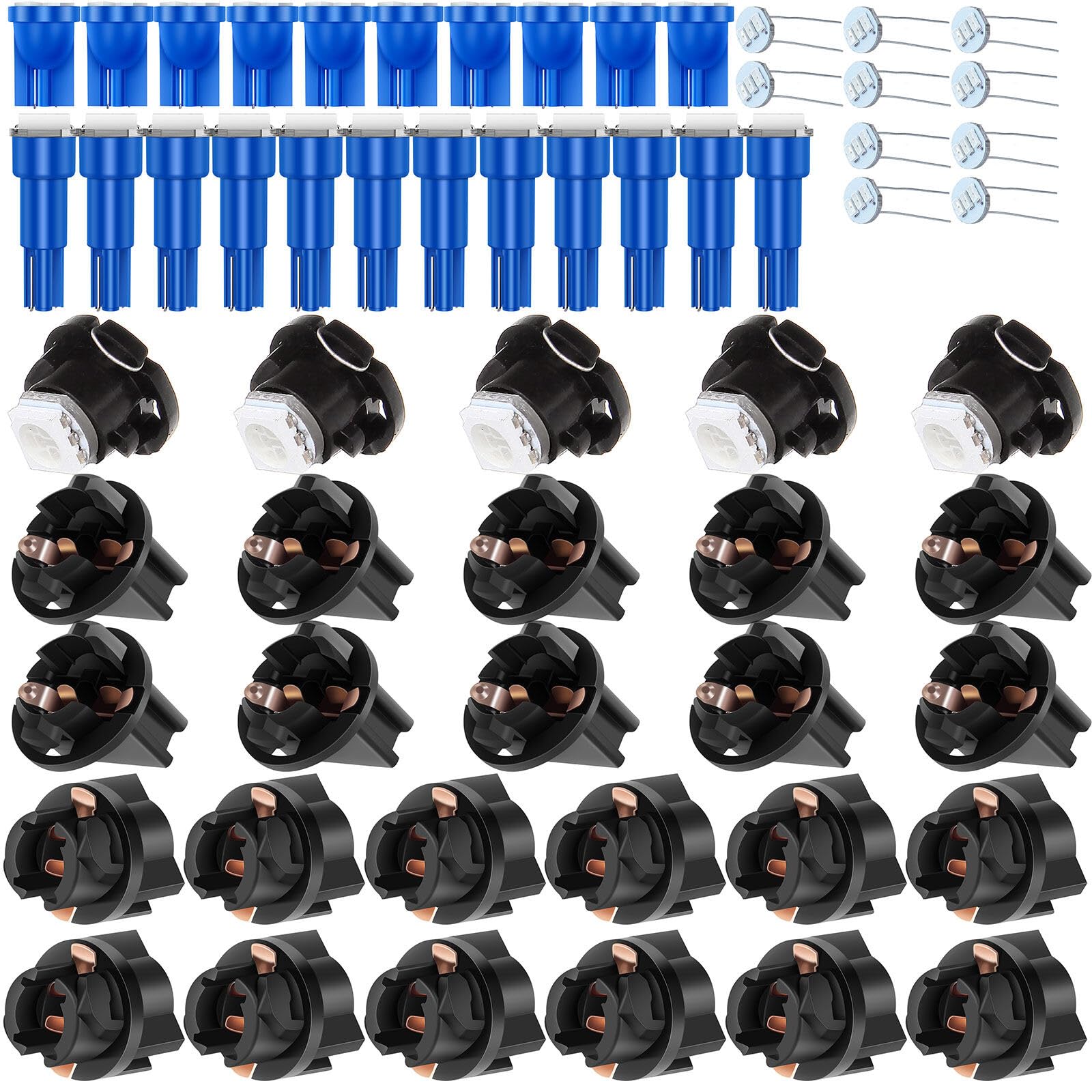 LBRST 10 x T10 6-3020-SMD Blue 168 Instrument Lights 12 x T5 1-5050-SMD Blue 74 73 2721 Instrument Lights 5 x T5 5-5050-SMD Blue T5-79607-SHJ-S01;T4.7 Neo Wedge Lights 12 x T5 74 73 2721 Twist Lock