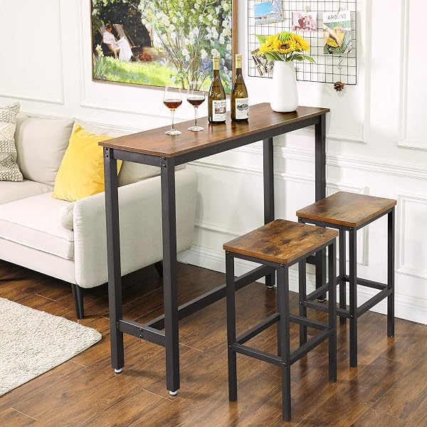 VASAGLE LBT12X-Scrivania, 120 x 40 x 100 cm, tavolino da Bar Sottile, Struttura in Metallo, Design Industriale, Colore: Marrone Vintage/Nero, truciolato di Legno, Acciaio - 2