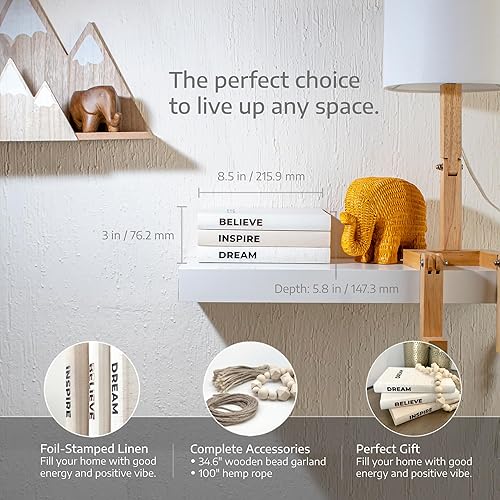 Miniatura 3 de Dabster Guys Libros decorativos para decoración del hogar, libros de decoración de lino con diseño inspirador, decoración de estantes, páginas en