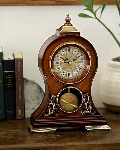 LE'RAZE Elegante reloj decorativo para abuelo, mantel moderno de madera pintada a mano con estante de péndulo oscilante, mesa, escritorio, bufé,