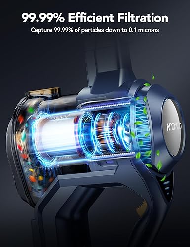 Miniatura 6 de Aspiradora inalámbrica, limpieza rápida de 23 Kpa, potente succión, gran capacidad de 1.3 L, 2 modos y tiempo de ejecución de 30 minutos, aspiradora