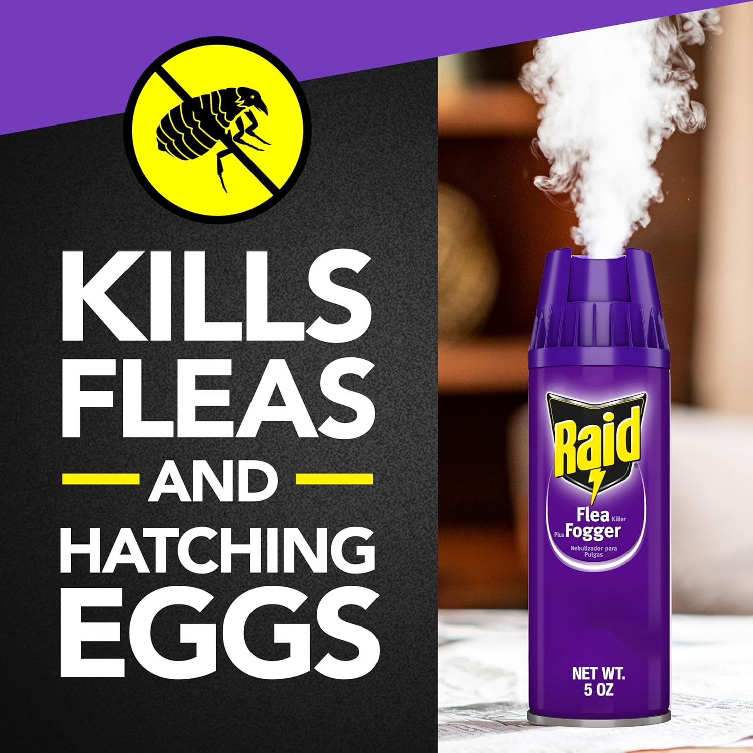 Raid Flea Fogger Plus Killer Water Based Formula Kills Fleas and Hatching Eggs 5 Ounce Cans 3 Count (Pack of 1)