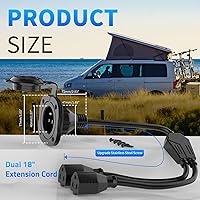 Vista 7 de Enchufe de puerto de CA de 15 amperios, enchufe de entrada de alimentación de 125 V con cubierta impermeable y cable de extensión dual integrado