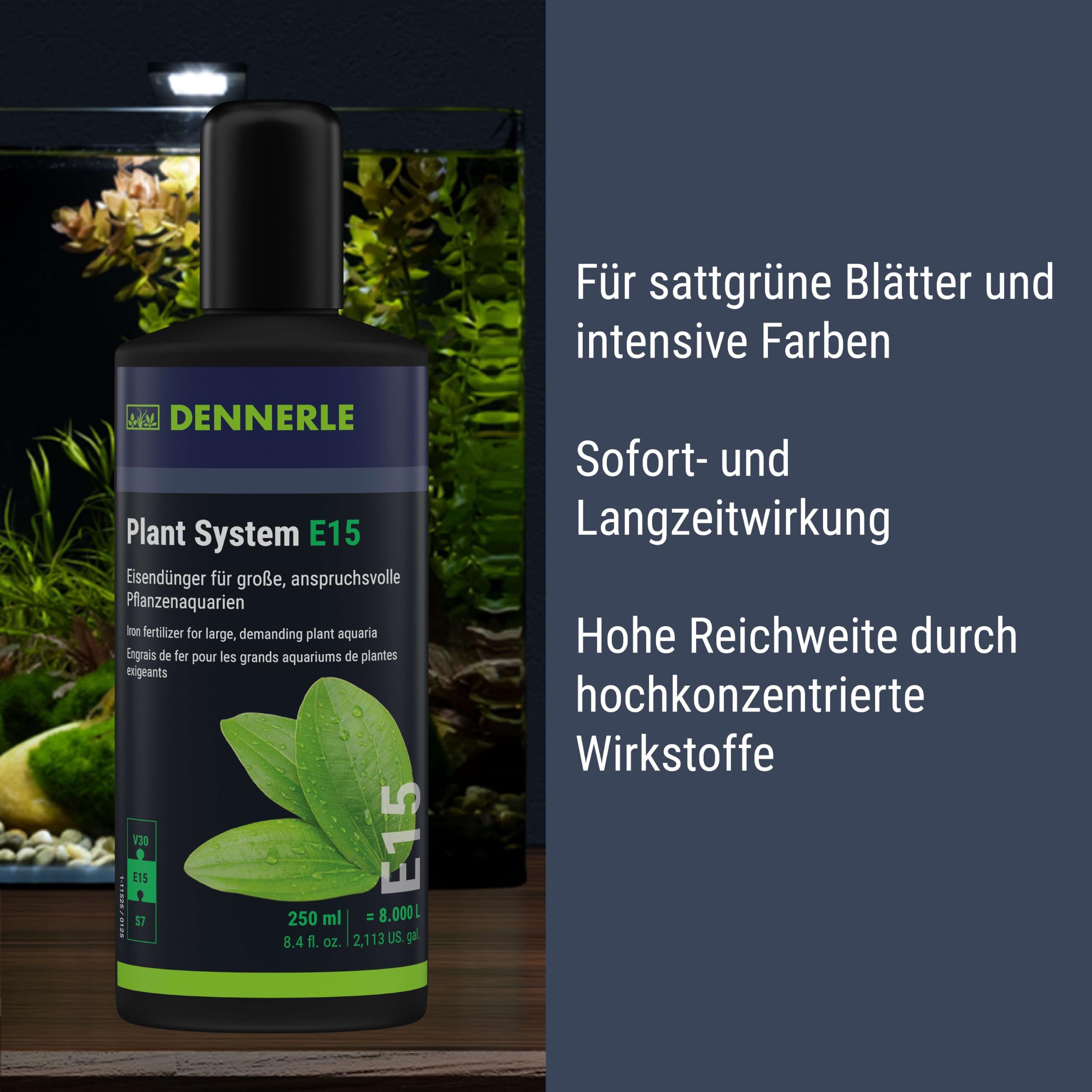 Dennerle Plant System E15, 250 ml - Flüssiger Eisendünger | Für Wasserpflanzen im Aquarium, gezielte Eisenversorgung, 250 ml
