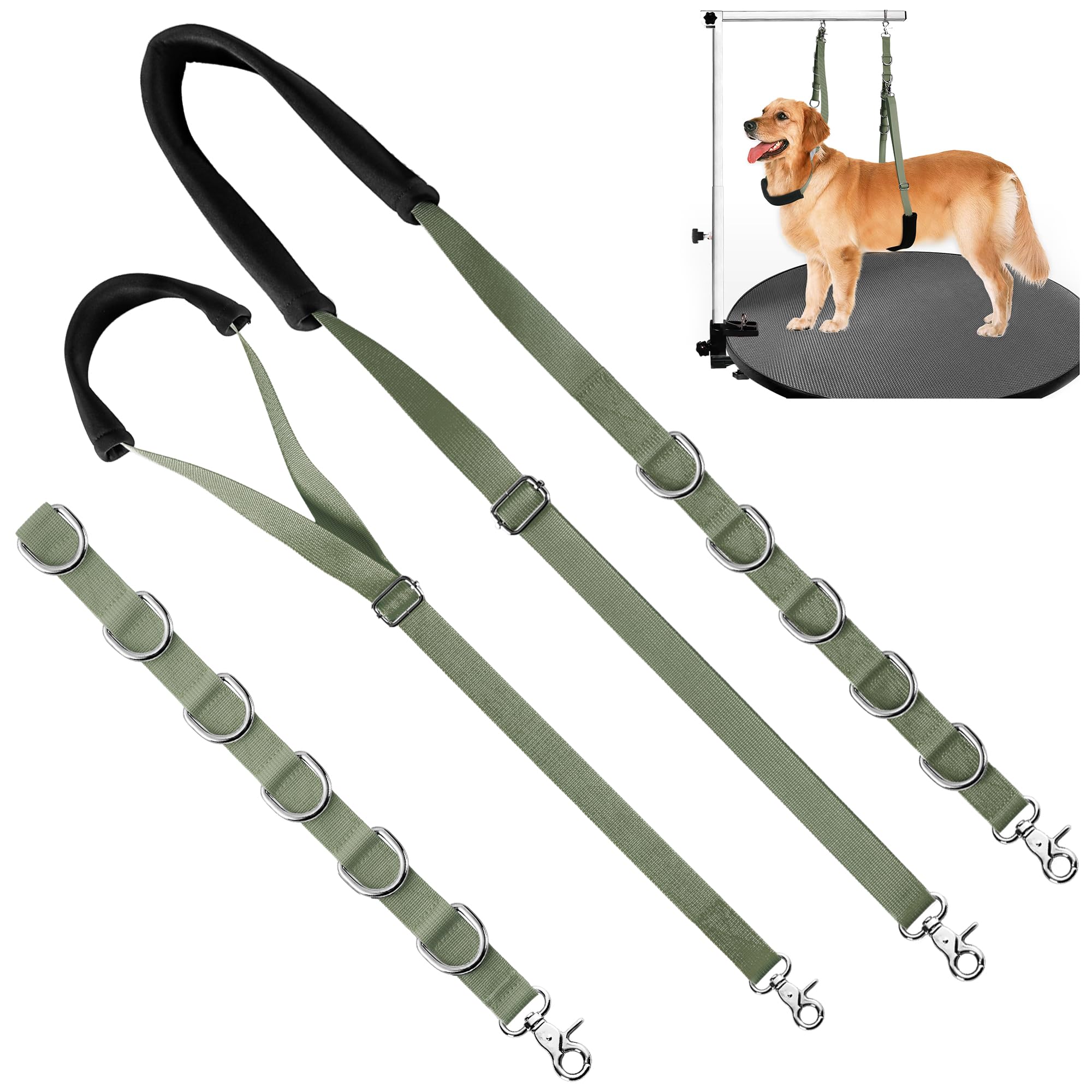 Dog Grooming Belly Strap - Dog Grooming Table Arm Extender with Clamp Extension Loop Bathing Restraint Leash No Sit Haunch Holder for Small & Medium Dog Hair Cutting Washing