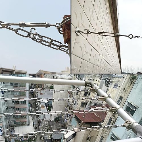 Miniatura 6 de BQLZR M4, Tensor de cable de acero, gancho y ojo, acero inoxidable 304, paquete de 5