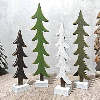Christmas Decorations Indoor, 3Pcs Rustic Wooden Christmas Trees Tableto...