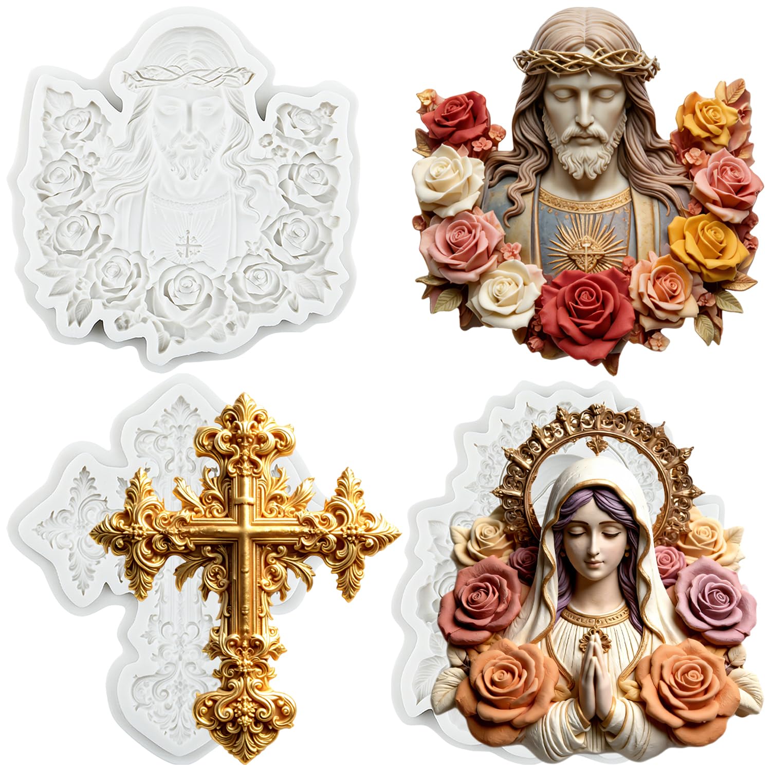 Moule en silicone croix de Jésus Vierge Marie gâteau cupcake argile bonbon