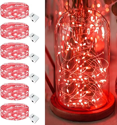 Miniatura 21 de Paquete de 6 Luces de Hadas a Pilas - 7 pies 20 Luces LED Parpadeantes 3 Modos, Mini Luces de Cadena a Granel Impermeables para Frascos Mason Blanco