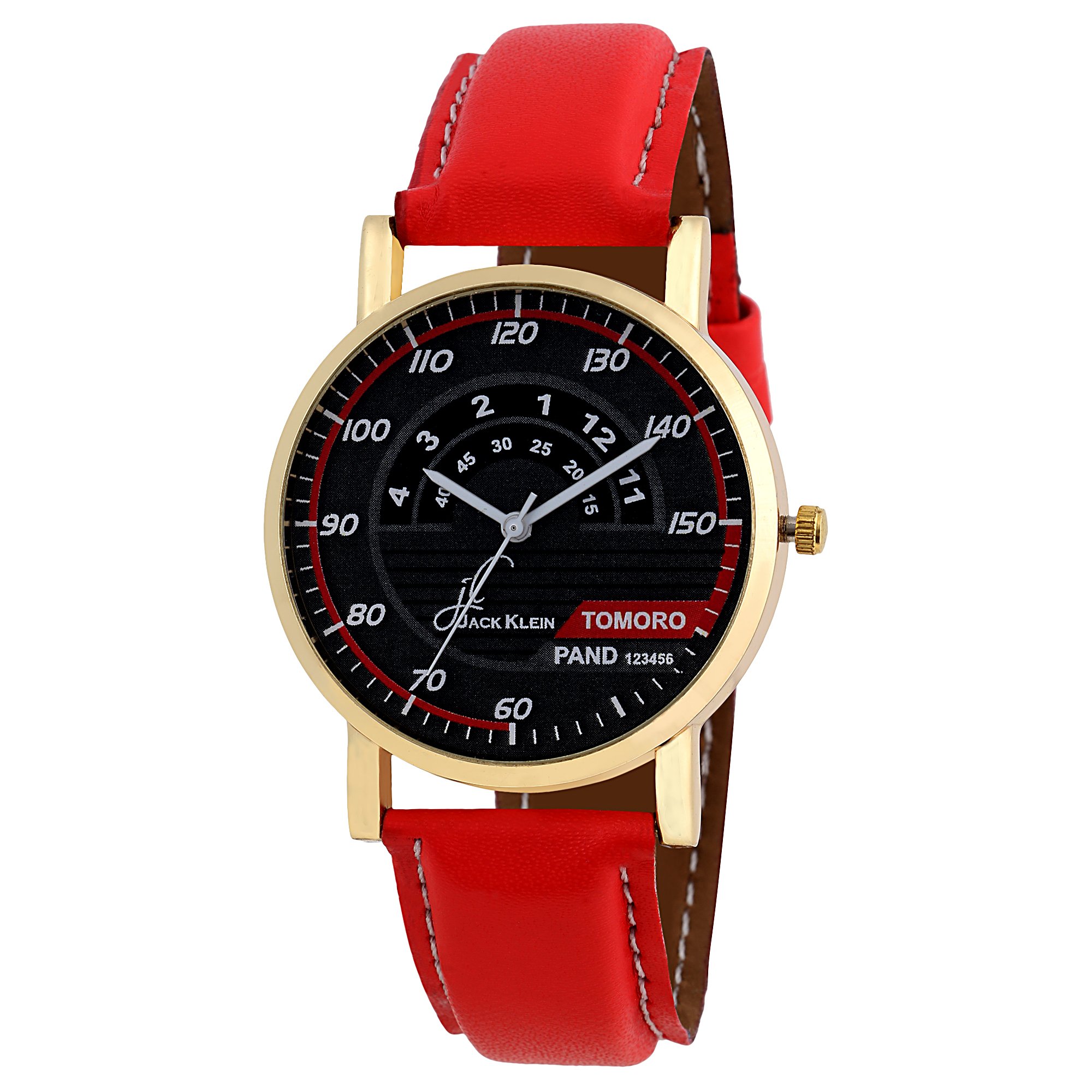 Jack Klein Stylish Golden Black Round Dial Red Strap Analog Wrist Watch (B07B6PSGS8) Amazon Price History, Amazon Price Tracker