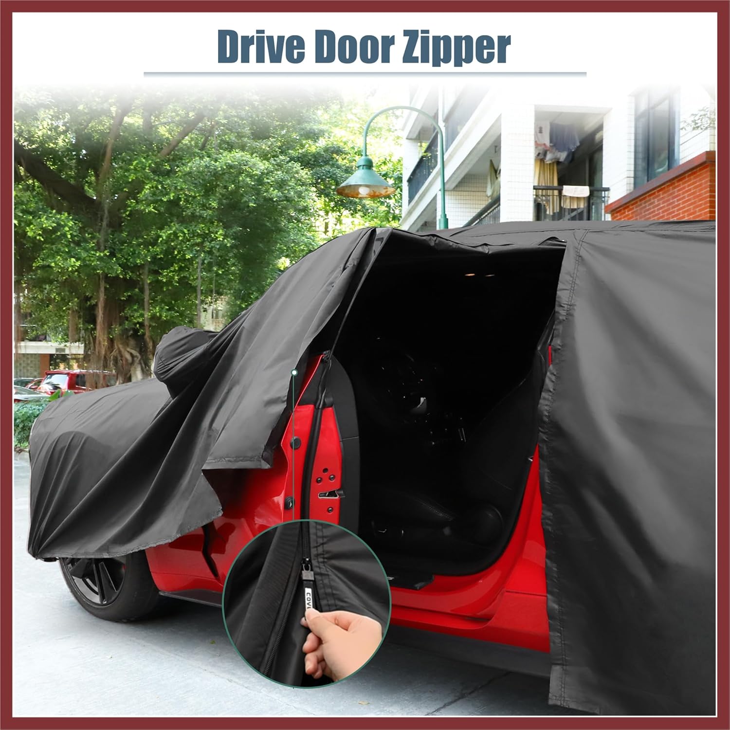 Waterproof Car Cover for Dodge Challenger SXT, GT, Hellcat, Scat Pack, SE, R/T, SRT8, T/A 2008-2023 Windproof Rain Sun Protection Outdoor Covers with Zipper Black Replace Parts