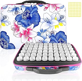 Diamond Painting Storage Containers, 60 Slots EVA Shockproof Beads Storage, Label Stickers for DIY,Portable Diamond Embroidery Craft Jewelry Beads Rhinestones Organizer Durable High Capacity