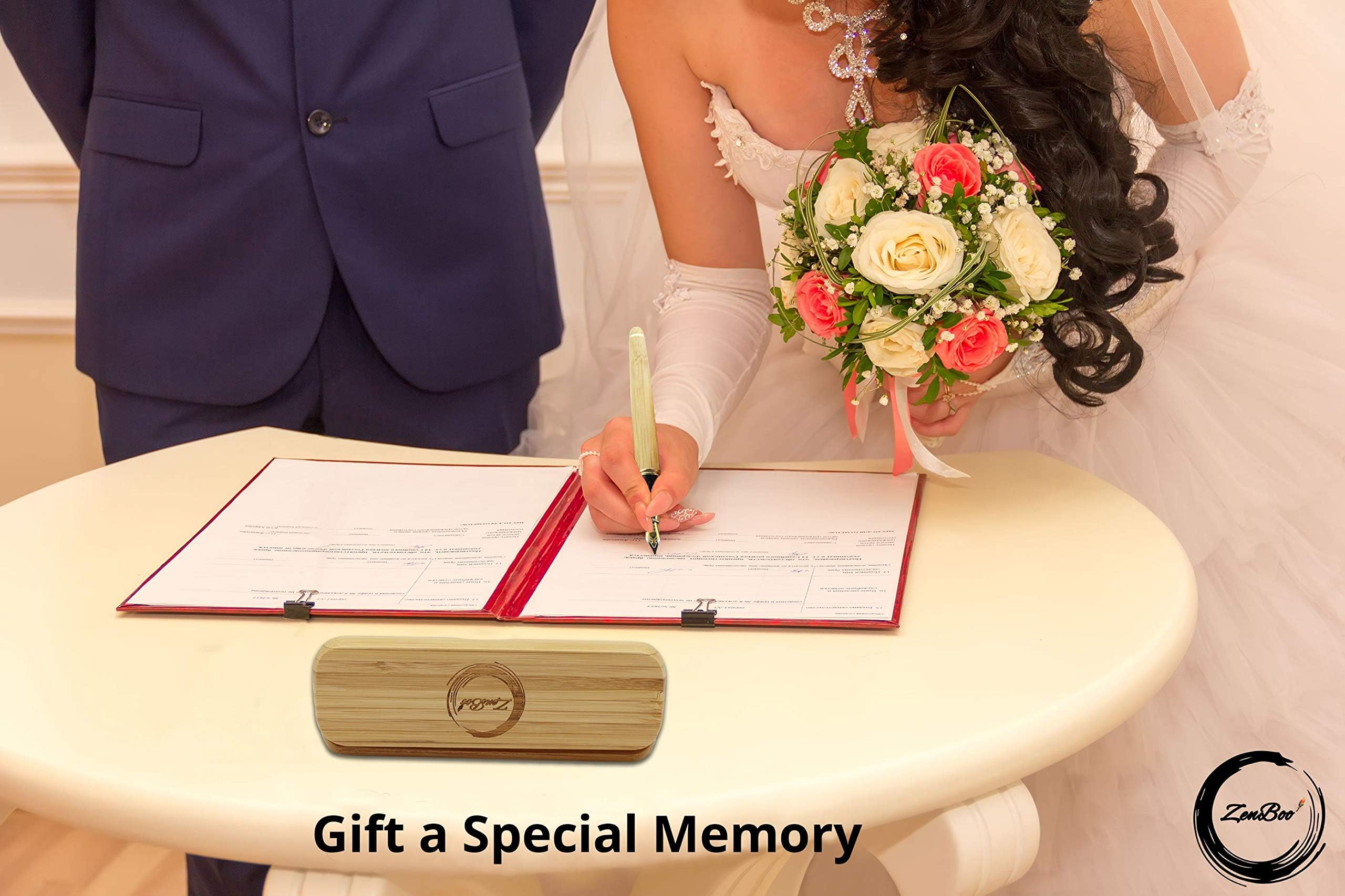 Bamboo Fountain Pen Writing Set - 100% Handcrafted Pen & Case - Peaceful & Vintage Collection with Ink Refill Converter - Antique Elegant Executive & Timeless Gift Set - Instruction Included by ZenBoo